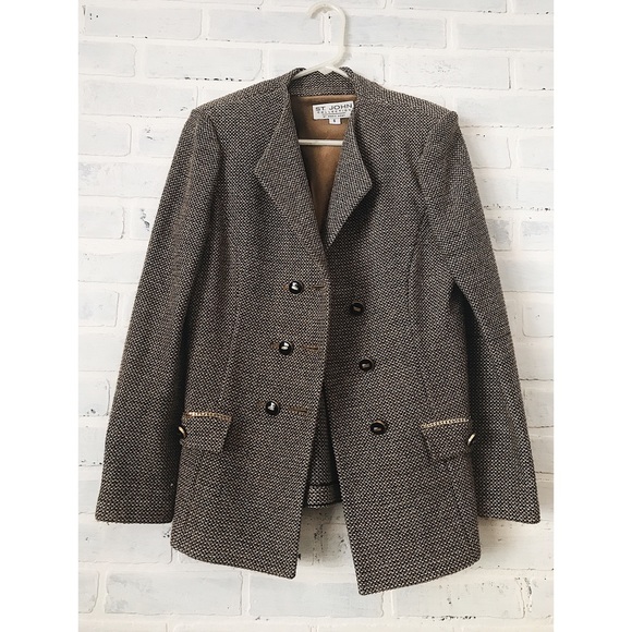 St. John | Jackets & Coats | St John Brown Tweedwoven Blazer | Poshmark